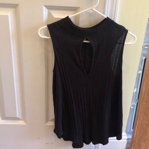 Black Top Blouse with Chest Slit